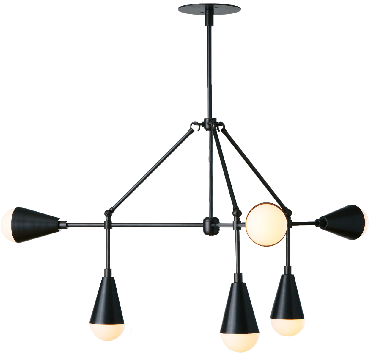 Triad 6, Lighting, Ceiling, Modern, Chandelier, Porcelain, Brass, Tarnished Silver, Fritz Porter, Design Collective
