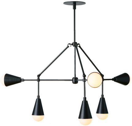 Triad 6, Lighting, Ceiling, Modern, Chandelier, Porcelain, Brass, Tarnished Silver, Fritz Porter, Design Collective
