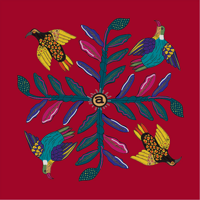 Bird Crossing Cardinal Teal Fabric