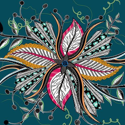 Hippo Flower Teal Fabric