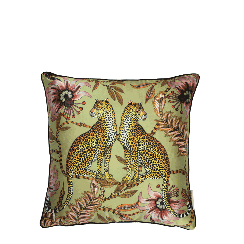 Lovebird Leopards Silk Pillow